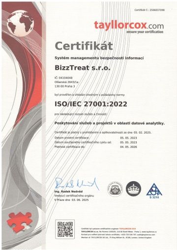 Certifikát ISO/IEC27001